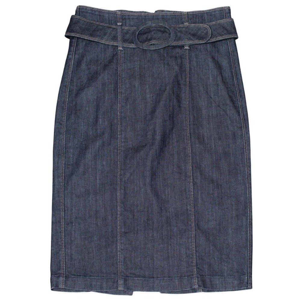 7 For All Mankind Denim Pencil Skirt Size 29 Dark Wash Belted Y2K